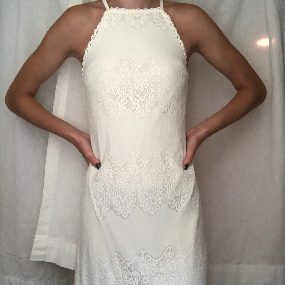 Cream lace high neck Maxi Dress